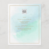 LeahG Zee Glas Turkoois Teal Blauwe Trouw UITNODIG Flyer (Achterkant)