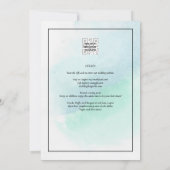 LeahG Zee Glas Turkoois Teal Blauwe Trouw UITNODIG Kaart (Achterkant)