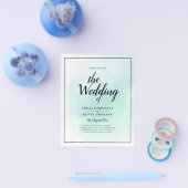 LeahG Zee Glas Turquoise Teal Blauwe Trouw UITNODI Flyer (Enkel)