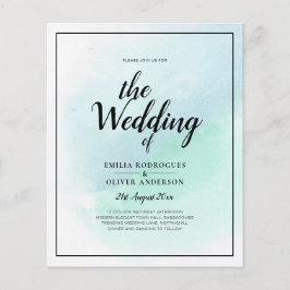 LeahG Zee Glas Turquoise Teal Blauwe Trouw UITNODI Flyer