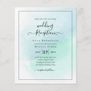 LeahG Zee Glas Turquoise Teal Blauwe Trouw UITNODI Flyer
