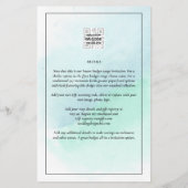 LeahG Zee Glas Turquoise Teal Blauwe Trouw UITNODI Flyer (Achterkant)