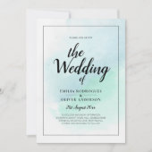 LeahG Zee Glas Turquoise Teal Blauwe Trouw UITNODI Kaart (Voorkant)