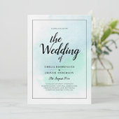 LeahG Zee Glas Turquoise Teal Blauwe Trouw UITNODI Kaart (Staand voorkant)