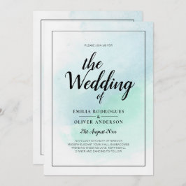 LeahG Zee Glas Turquoise Teal Blauwe Trouw UITNODI Kaart