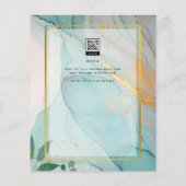 LeahG Zee Glass Blauwgroen Gold INK Wedding INVITE (Achterkant)