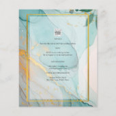 LeahG Zee Glass Blauwgroen Gold INK Wedding INVITE Flyer (Achterkant)