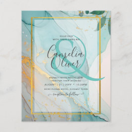 LeahG Zee Glass Blauwgroen Gold INK Wedding INVITE Flyer