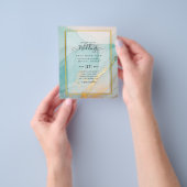 LeahG Zee Glass Blauwgroen Gold INK Wedding INVITE Flyer (Hand)