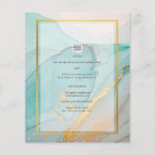 LeahG Zee Glass Blauwgroen Gold INK Wedding INVITE Flyer (Achterkant)