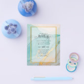 LeahG Zee Glass Blauwgroen Gold INK Wedding INVITE Flyer (Enkel)