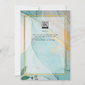 LeahG Zee Glass Blauwgroen Gold INK Wedding INVITE Kaart (Achterkant)
