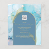 LeahG Zee Glass Gold Ink Aqua Blue Wedding INVITE Flyer (Achterkant)