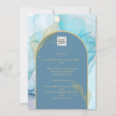 LeahG Zee Glass Gold Ink Aqua Blue Wedding INVITE Kaart (Achterkant)