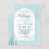LeahG Zee Glass Ocean Coral Turquoise Blue INVITE Flyer (Voorkant)