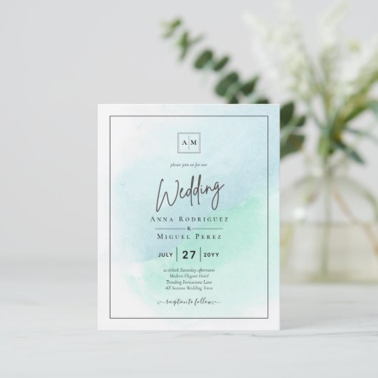 LeahG Zee Glass Turquoise Blauwgroen Blue Wedding  (Staand voorkant)