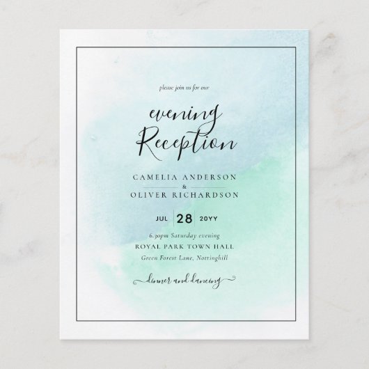 LeahG Zee Glass Turquoise Blauwgroen Blue Wedding  Flyer (Voorkant)