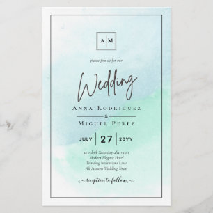 LeahG Zee Glass Turquoise Blauwgroen Blue Wedding  Flyer