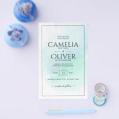 LeahG Zee Glass Turquoise Blauwgroen Blue Wedding Flyer (Enkel)