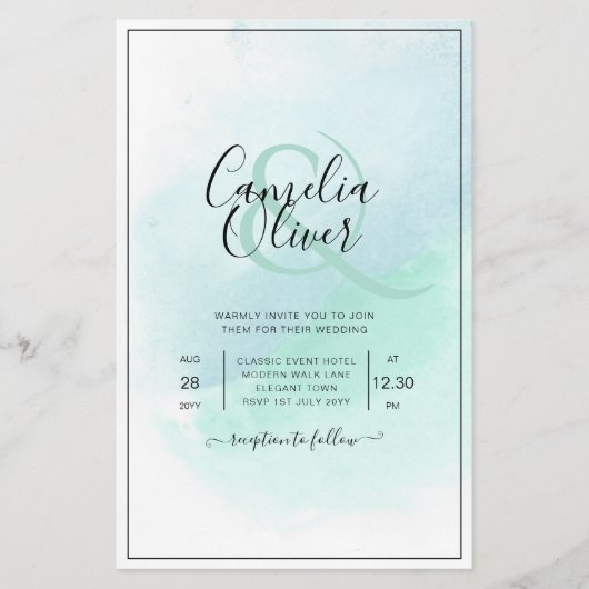 LeahG Zee Glass Turquoise Blauwgroen Blue Wedding  Flyer (Voorkant)