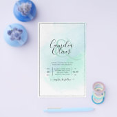 LeahG Zee Glass Turquoise Blauwgroen Blue Wedding  Flyer (Enkel)