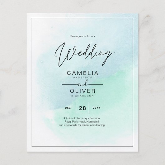 LeahG Zee Glass Turquoise Blauwgroen Blue Wedding  Flyer (Voorkant)