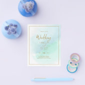 LeahG Zee Glass Turquoise Blauwgroen Blue Wedding  Flyer (Enkel)