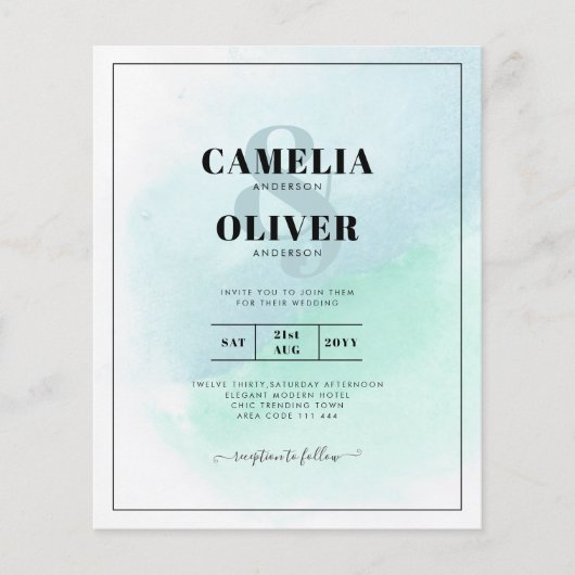 LeahG Zee Glass Turquoise Blauwgroen Blue Wedding  Flyer (Voorkant)