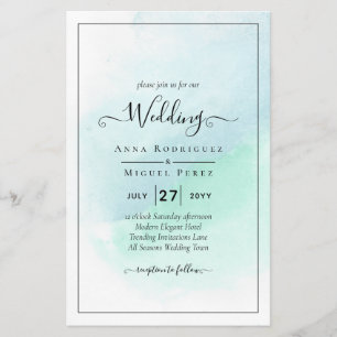 LeahG Zee Glass Turquoise Blauwgroen Blue Wedding Flyer