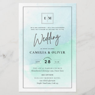 LeahG Zee Glass Turquoise Blauwgroen Blue Wedding Flyer