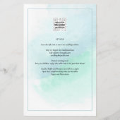 LeahG Zee Glass Turquoise Blauwgroen Blue Wedding  Flyer (Achterkant)