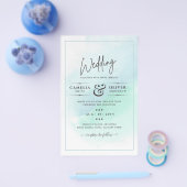 LeahG Zee Glass Turquoise Blauwgroen Blue Wedding  Flyer (Enkel)