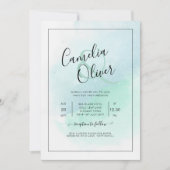 LeahG Zee Glass Turquoise Blauwgroen Blue Wedding  Kaart (Voorkant)