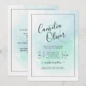 LeahG Zee Glass Turquoise Blauwgroen Blue Wedding  Kaart (Voorkant / Achterkant)