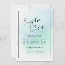 LeahG Zee Glass Turquoise Blauwgroen Blue Wedding  Kaart