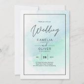 LeahG Zee Glass Turquoise Blauwgroen Blue Wedding  Kaart (Voorkant)