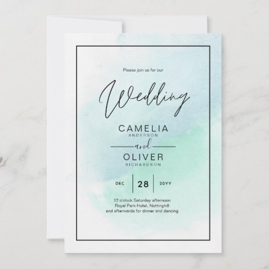 LeahG Zee Glass Turquoise Blauwgroen Blue Wedding  Kaart (Voorkant)