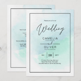 LeahG Zee Glass Turquoise Blauwgroen Blue Wedding  Kaart