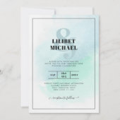 LeahG Zee Glass Turquoise Blauwgroen Blue Wedding  Kaart (Voorkant)