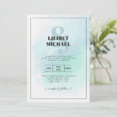 LeahG Zee Glass Turquoise Blauwgroen Blue Wedding  Kaart (Staand voorkant)