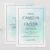 LeahG Zee Glass Turquoise Blauwgroen Blue Wedding Kaart (Voorkant / Achterkant)