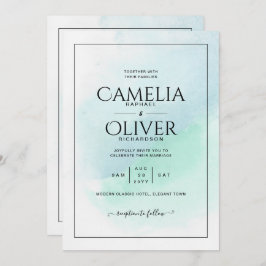 LeahG Zee Glass Turquoise Blauwgroen Blue Wedding  Kaart