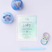 LeahG Zeeglas Turquoise Teal Blauwe Trouw UITNODIG Flyer (Enkel)