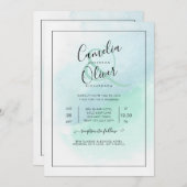 LeahG Zeeglas Turquoise Teal Blauwe Trouw UITNODIG Kaart (Voorkant / Achterkant)