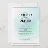 LeahG Zeeglas Turquoise Teal Blauwe Trouw UITNODIG Kaart (Voorkant)