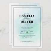 LeahG Zeeglas Turquoise Teal Blauwe Trouw UITNODIG Kaart (Voorkant / Achterkant)