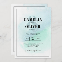 LeahG Zeeglas Turquoise Teal Blauwe Trouw UITNODIG Kaart