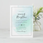 LeahG Zeeglas Turquoise Teal Blauwe Trouw UITNODIG Kaart (Staand voorkant)