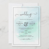 LeahG Zeeglas Turquoise Teal Blauwe Trouw UITNODIG Kaart (Voorkant)