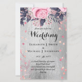 LeahG zilverkleurige Navy roze bloemen bruid (Voorkant)